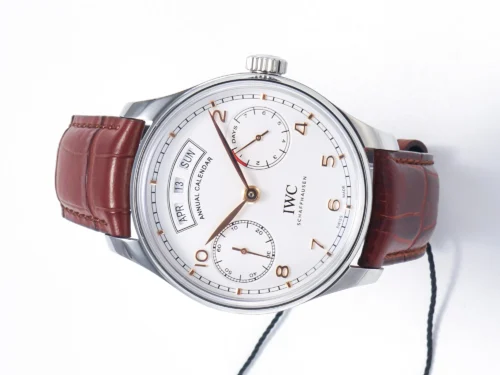 Portuguese Real PR Real Annual Calendar IW5035 ZF 1:1 Best Edition White Dial RG Markers on Brown Leather Strap - Image 4