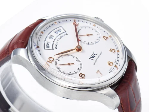 Portuguese Real PR Real Annual Calendar IW5035 ZF 1:1 Best Edition White Dial RG Markers on Brown Leather Strap - Image 5