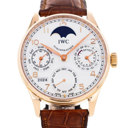 Portugieser Perpetual Calendar SS 5033 APSF 1:1 Best Edition White Dial on Brown Leather Strap