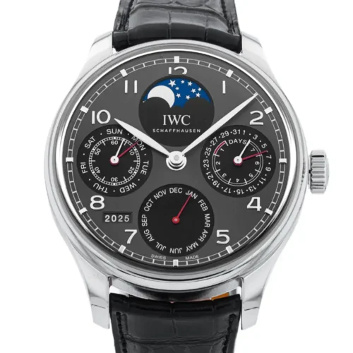 Portugieser Perpetual Calendar SS 5033 APSF 1:1 Best Edition Gray Dial on Black Leather Strap
