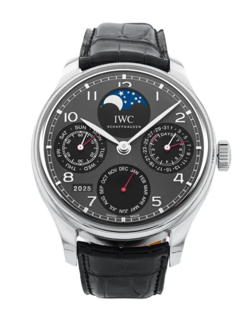 Portugieser Perpetual Calendar SS 5033 APSF 1:1 Best Edition Gray Dial on Black Leather Strap