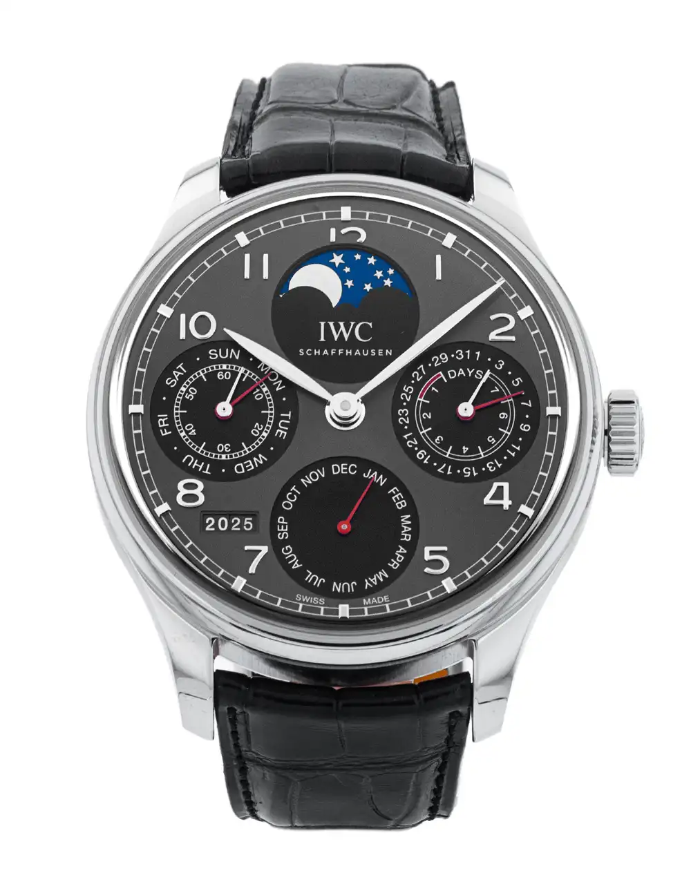 Portugieser Perpetual Calendar SS 5033 APSF 1:1 Best Edition Gray Dial on Black Leather Strap