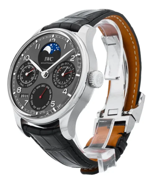 Portugieser Perpetual Calendar SS 5033 APSF 1:1 Best Edition Gray Dial on Black Leather Strap - Image 2