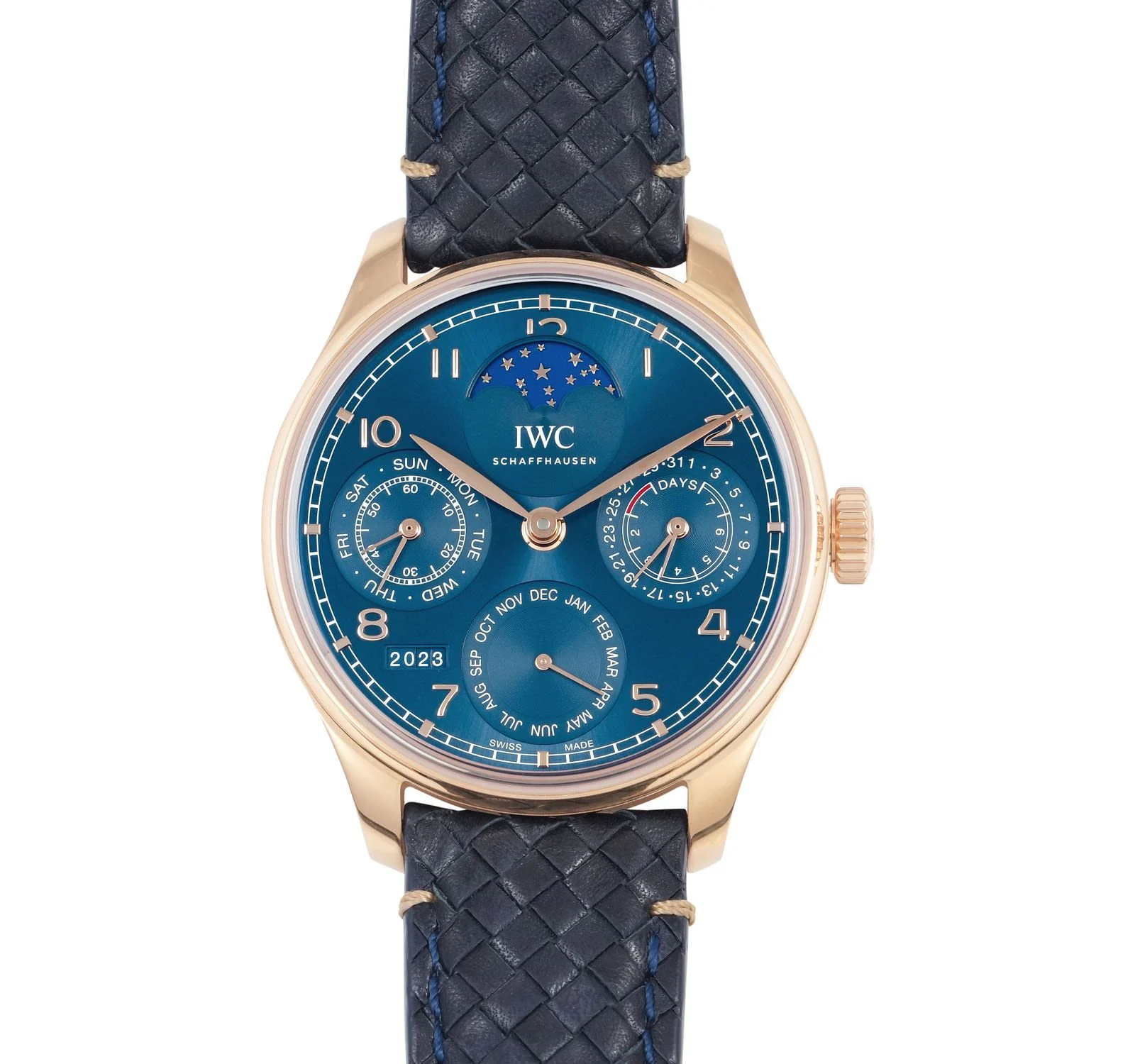 Portugieser Perpetual Calendar RG 5033 APSF 1:1 Best Edition Blue Dial on Blue Leather Strap