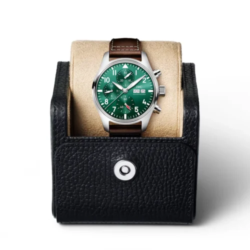 Pilot's 41mm Green Dial Chronograph Leather Strap Watch - Image 3