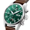 Pilot's 41mm Green Dial Chronograph Leather Strap Watch - Image 2
