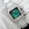 Cartier Santos Green Dial Watch with Custom Moissanite Diamonds - Image 3