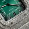 Cartier Santos Green Dial Watch with Custom Moissanite Diamonds - Image 4