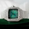 Cartier Santos Green Dial Watch with Custom Moissanite Diamonds - Image 7