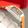 Cartier Santos Brown Dial Super Clone Watch with Custom Moissanite Diamonds - Image 5