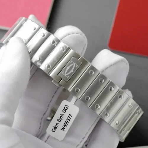 Cartier Santos Brown Dial Super Clone with Custom Moissanite Diamonds - Image 7