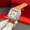 Cartier Santos White Dial Super Clone Watch with Custom Moissanite Diamonds - Image 4