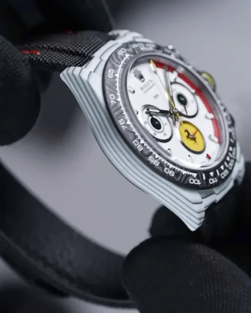 Daytona DIW Ferrari White Carbon DIWF Best Edition White Italy Dial on Black Nylon Strap DD4801 Super Clone - Image 2