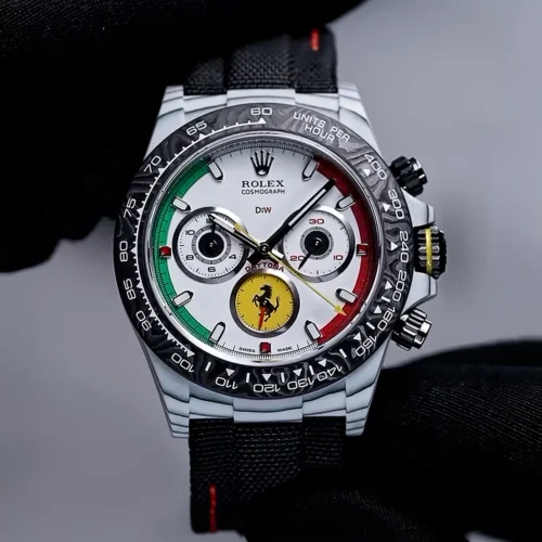 Daytona DIW Ferrari White Carbon DIWF Best Edition White Italy Dial on Black Nylon Strap DD4801 Super Clone