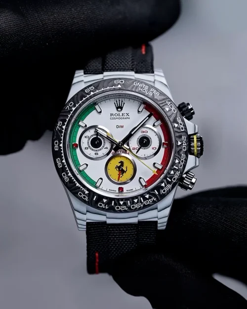 Daytona DIW Ferrari White Carbon DIWF Best Edition White Italy Dial on Black Nylon Strap DD4801 Super Clone