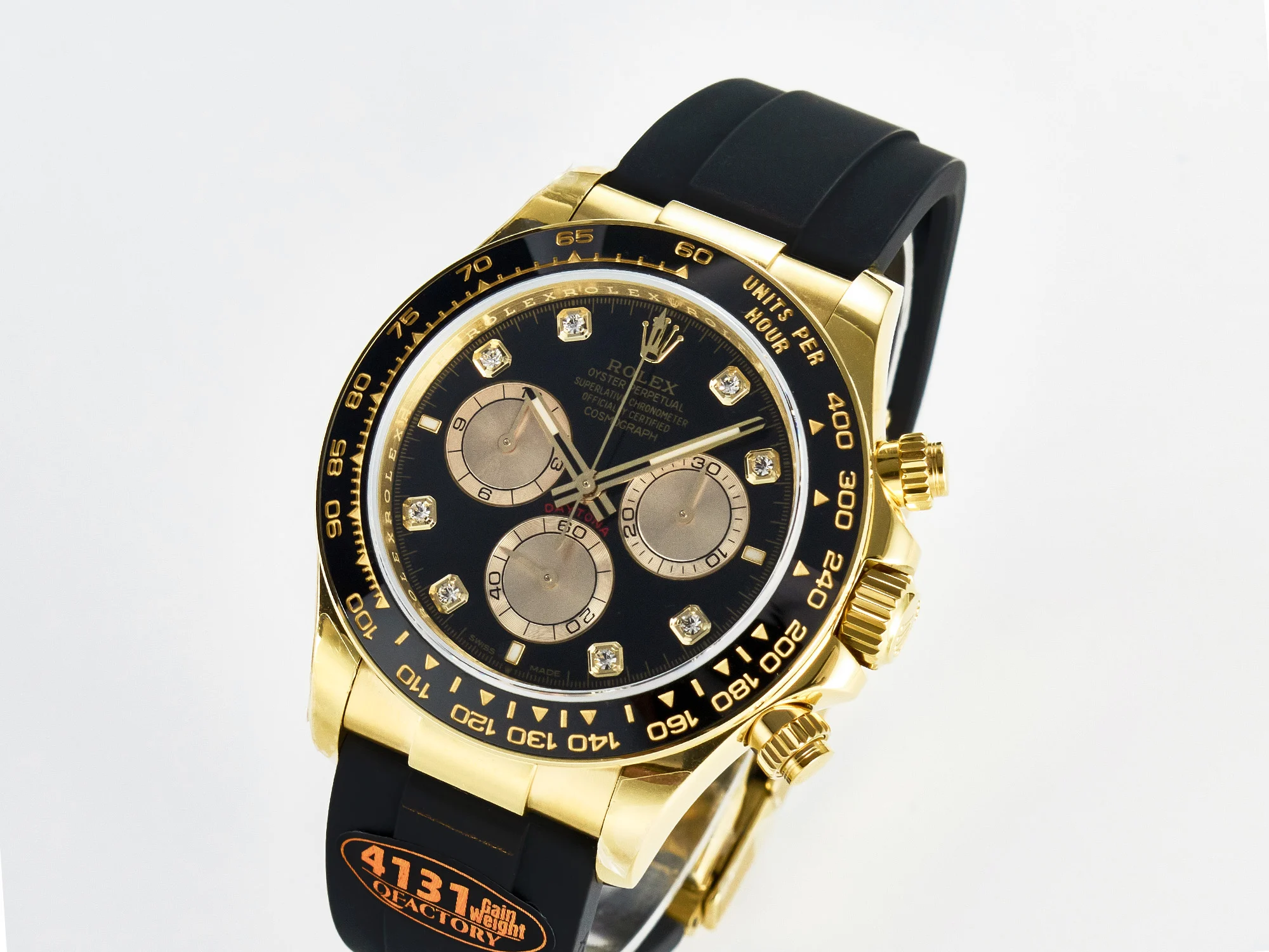 Daytona 126518 YG ARF 1:1 Best Edition Black/YG Diamonds Dial on Oysterflex Strap DD4131 V2 Super Clone