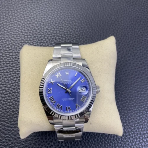 Rolex DateJust 41mm 126334-0026 Clean Factory 1:1 904L Steel SS Azzurro Blue Dial Roma Markers on SS Jubilee Bracelet Super Clone