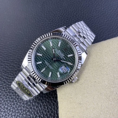 Rolex DateJust 41mm 126334-0030 Clean Factory 1:1 Green Fluted Dial on SS Jubilee Bracelet Super Clone - Image 5