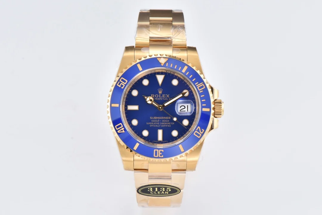 Rolex Submariner 40mm 116618 LB Blue Dial & Ceramic Bezel YG Plated Super Clone