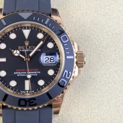 Rolex Yacht-Master 126655-0002 40mm Clean Factory 1:1 904L Rose Gold Case Black Dial 3D Black Ceramic Bezel Super Clone - Image 5