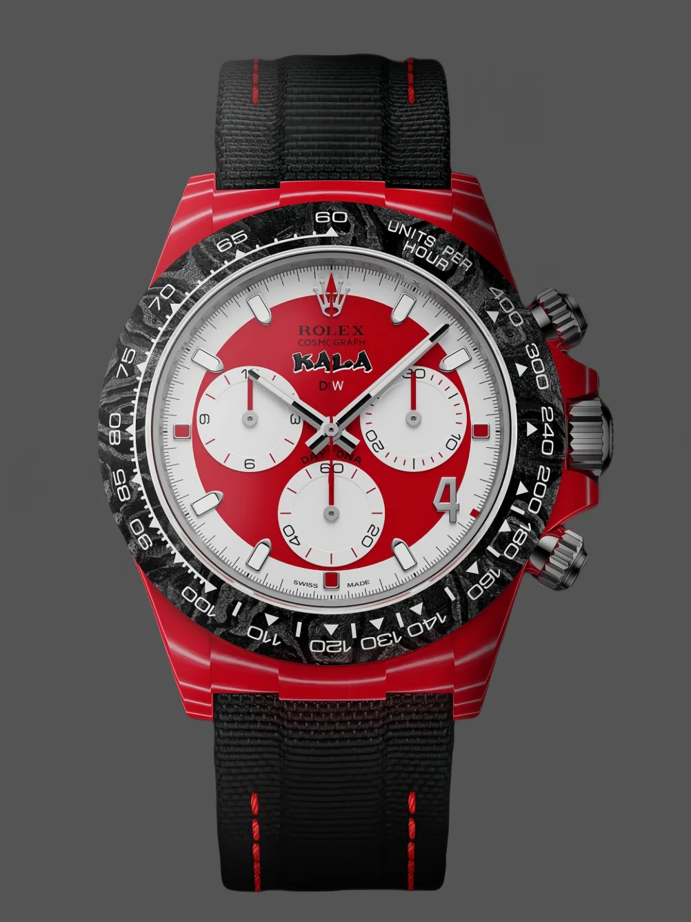 Daytona DIW Red Carbon DIWF Best Edition Red/White Dial on Black Nylon Strap DD4801