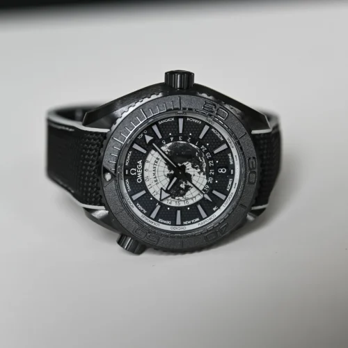 Planet Ocean 45.5mm GMT Worldtimer Real Ceramic VSF 1:1 Best Edition Black/Gray Dial On Black Rubber Strap Super Clone 8938 - Image 2