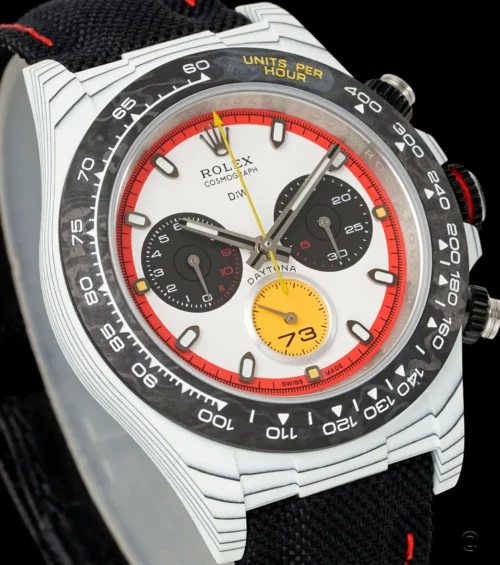 Daytona DIW Ferrari White Carbon DIWF Best Edition White/Red Dial on Black Nylon Strap DD4801 - Image 2
