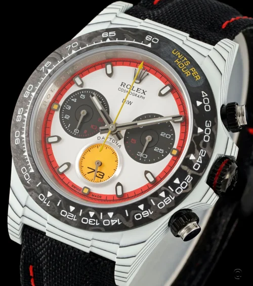 Daytona DIW Ferrari White Carbon DIWF Best Edition White/Red Dial on Black Nylon Strap DD4801 - Image 3