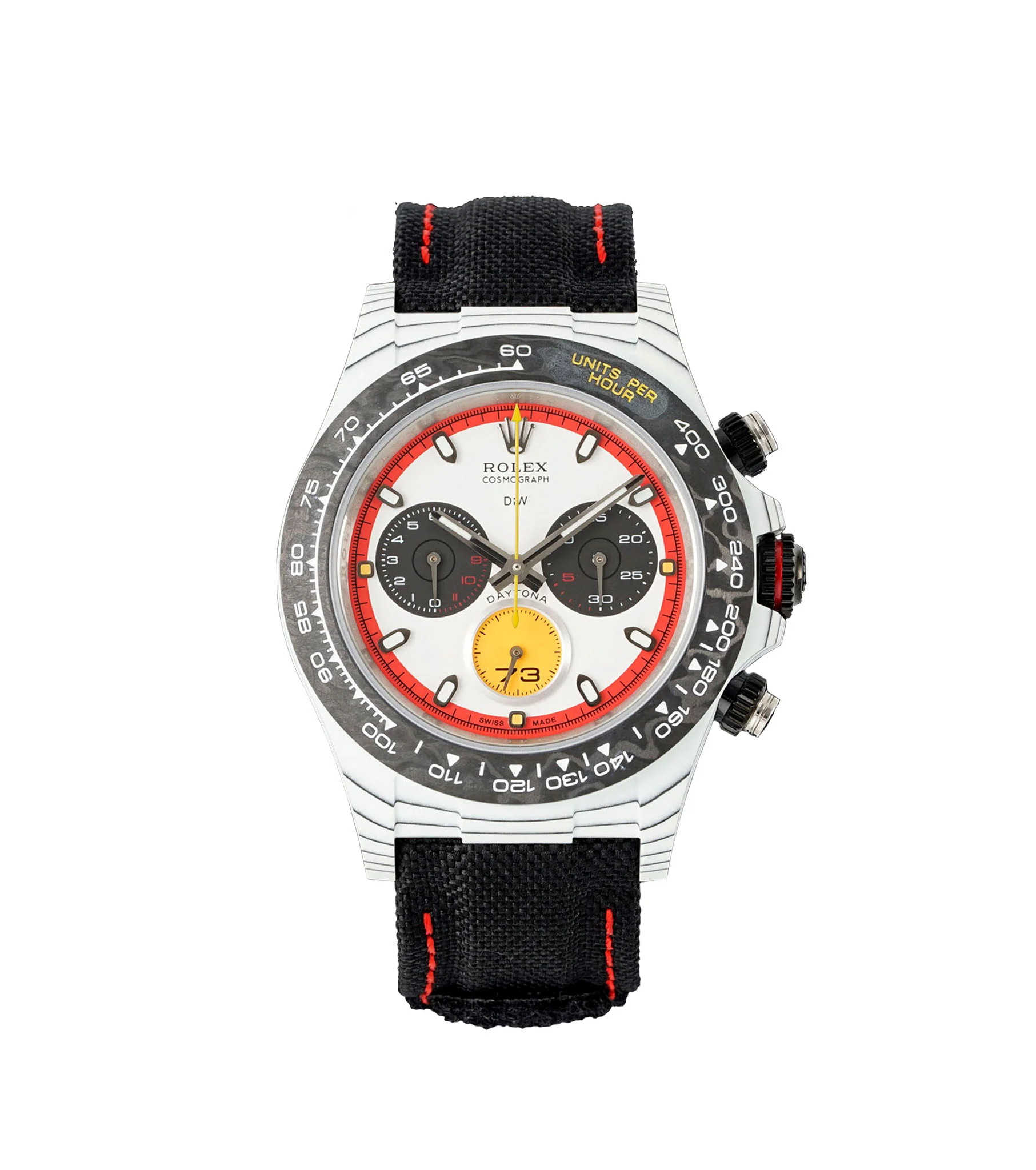 Daytona DIW Ferrari White Carbon DIWF Best Edition White/Red Dial on Black Nylon Strap DD4801