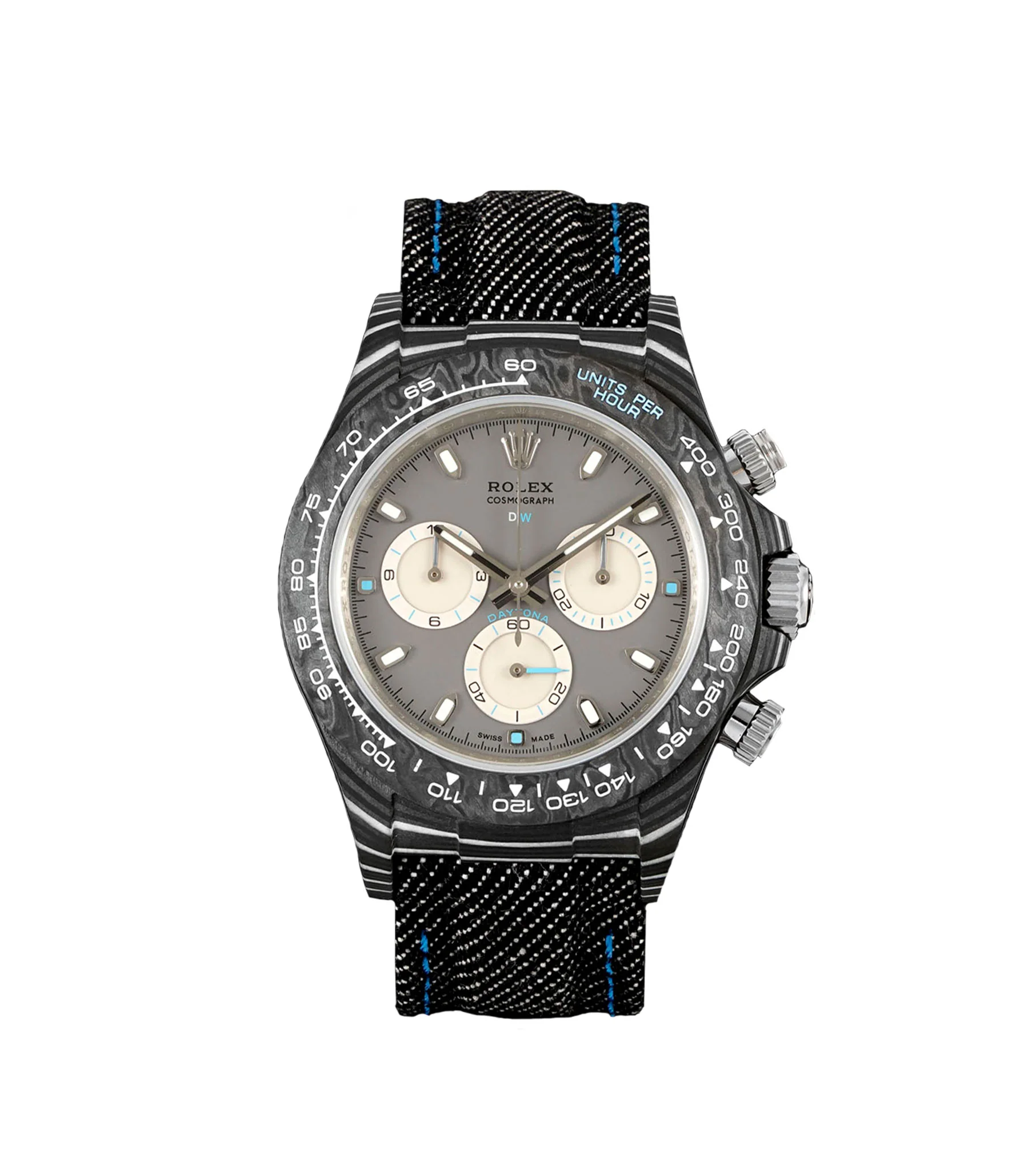 Daytona DIW Black Carbon Case DIWF Edition Gray/White Dial on Black Nylon Strap DD4801
