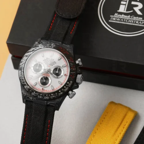Daytona DIW Carbon N6F 1:1 Best Edition White Dial on Black Nylon Strap DD4801 - Image 2