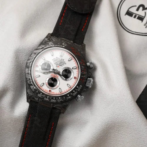 Daytona DIW Carbon N6F 1:1 Best Edition White Dial on Black Nylon Strap DD4801