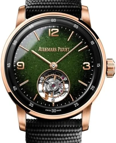 Code 11.59 Tourbillon 29396 RG APPF Best Edition Green Aventurine Enamel Dial on Black Nylon Strap A2948