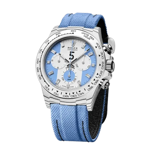 Daytona DIW White Carbon Case DIWF Edition Baby Blue/White Crystal Dial Crystal Bezel on Baby Blue Nylon Strap DD4801 - Image 3