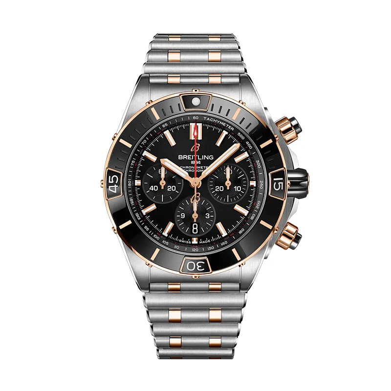 Super Chronomat B01 44 SS/RG TF 1:1 Best Edition Black Dial on SS/RG Bracelet A7750