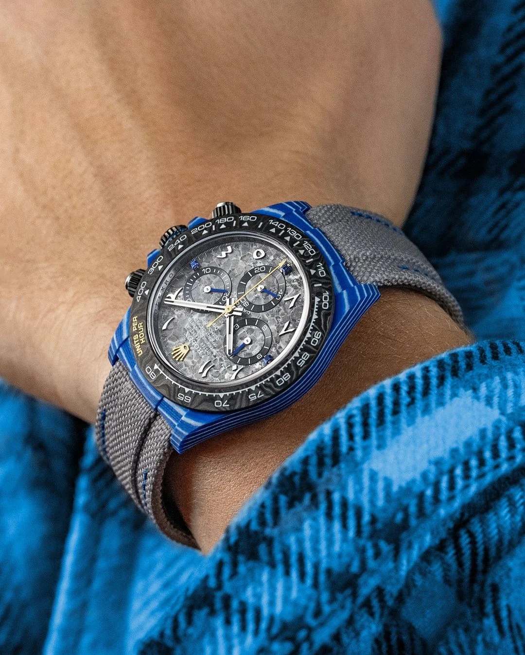 Daytona DIW Blue Carbon Case DIWF Edition Gray Crystal Dial on Gray Nylon Strap DD4801