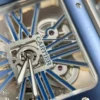 Santos de Cartier Skeleton SS MLF Skeleton Blue Skeleton Dial Blue Bezel on SS SmartLink Bracelet 9611MC Super Clone - Image 5
