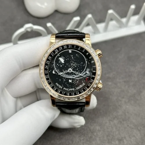 Patek Philippe Grand Complications 6104R Custom Solid Gold Watch and Diamonds 44mm Super Clone
