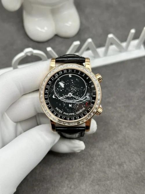 Patek Philippe Grand Complications 6104R Custom Solid Gold Watch and Diamonds 44mm Super Clone