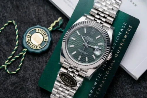 DateJust 41 126334 QF 1:1 Best Edition 904L Steel Green Texuted Stick Dial on Jubilee Bracelet QF3235 (149g) - Image 2