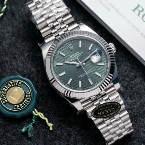 DateJust 41 126334 QF 1:1 Best Edition 904L Steel Green Texuted Stick Dial on Jubilee Bracelet QF3235 (149g)
