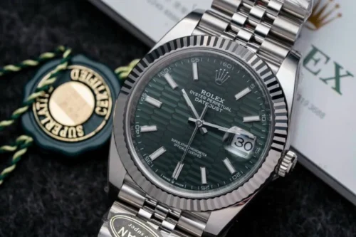 DateJust 41 126334 QF 1:1 Best Edition 904L Steel Green Texuted Stick Dial on Jubilee Bracelet QF3235 (149g) - Image 3