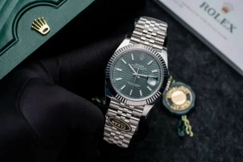 DateJust 41 126334 QF 1:1 Best Edition 904L Steel Green Texuted Stick Dial on Jubilee Bracelet QF3235 (149g) - Image 4