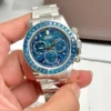 Rolex Super Clone Watches 1:1 Daytona Arolla Blue Crystal Skeleton Dial Diamonds Bezel 4130 Movement - Image 5