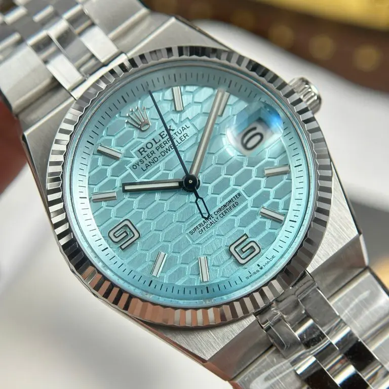 Land Dweller 127336 2F 1:1 Best Edition Ice Blue Textured Dial on SS Bracelet A7135