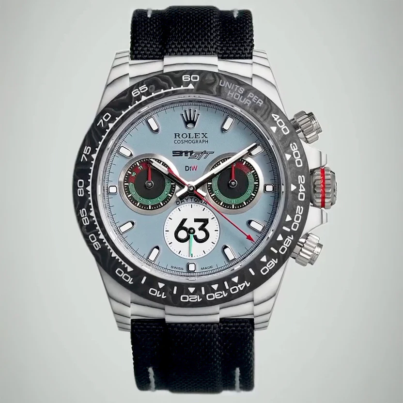 Daytona DIW Porsche 911 s/t White Carbon DIWF Best Edition Blue Dial on Black Nylon Strap DD4801