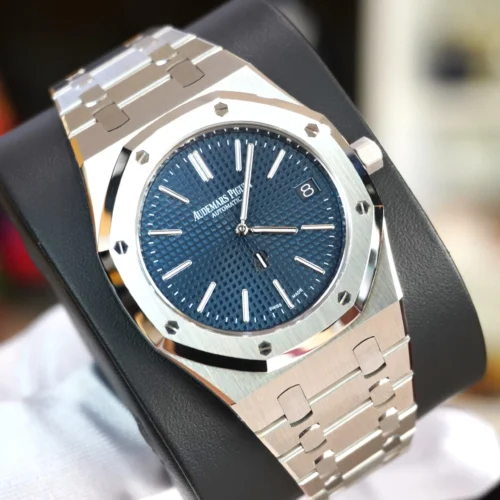Custom Modded Royal Oak 39mm 15202 SS PPM Blue Textured Dial on SS Bracelet AP2121