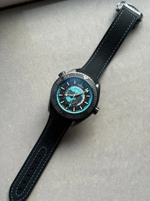 Planet Ocean 45.5mm GMT Worldtimer Real Ceramic VSF 1:1 Best Edition Black/blue Dial On Black Rubber Strap Super Clone 8938 - Image 3