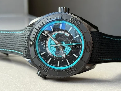 Planet Ocean 45.5mm GMT Worldtimer Real Ceramic VSF 1:1 Best Edition Black/blue Dial On Black Rubber Strap Super Clone 8938 - Image 4