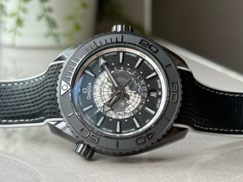 Planet Ocean 45.5mm GMT Worldtimer Real Ceramic VSF 1:1 Best Edition Black/Gray Dial On Black Rubber Strap Super Clone 8938 - Image 3